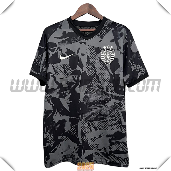 T Shirt Allenamento Sporting Lisbon Grigio/Nero 2025 2026
