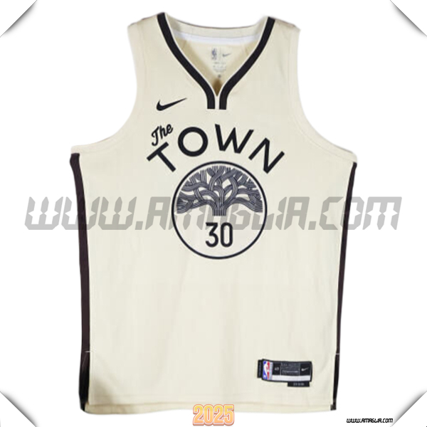 Maglia Golden State Warriors (CURRY #30) 2025/26 Beige/Nero
