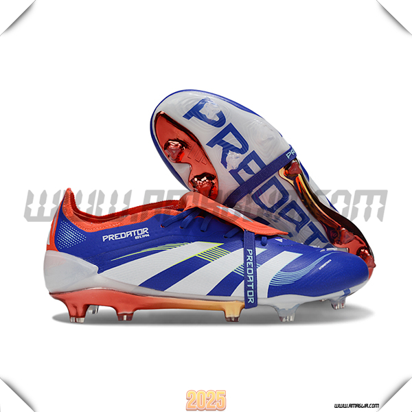 Adidas Scarpe Da Calcio 25 Predator Elite Tongue FG Blu/Bianco/Arancia -02
