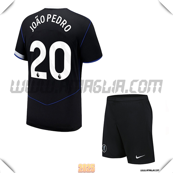 Kit Maglia da FC Chelsea Bambino Terzo JOÃO PEDRO #20 Nero 2025 2026
