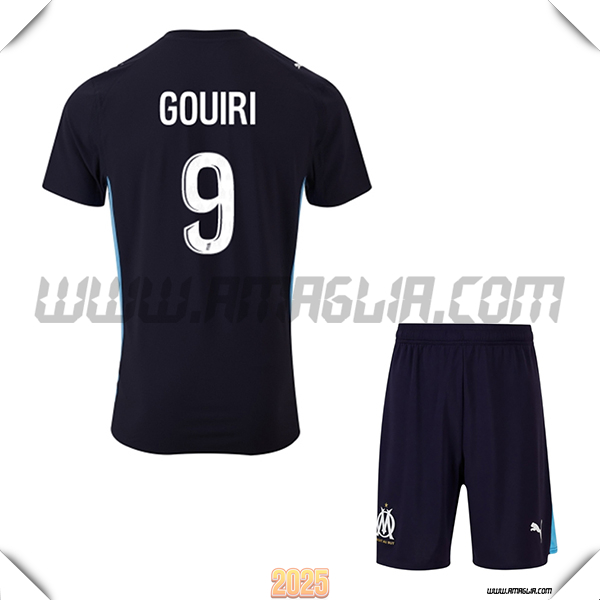 Kit Maglia da Marsiglia OM Bambino Seconda GOUIRI #9 Nero 2025 2026