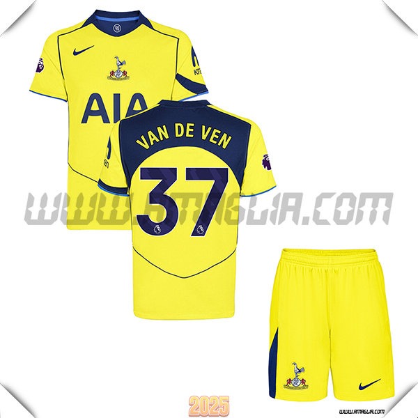 Kit Maglia da Tottenham Hotspur Bambino Terzo VAN DE VEN #37 GIALLO 2025 2026