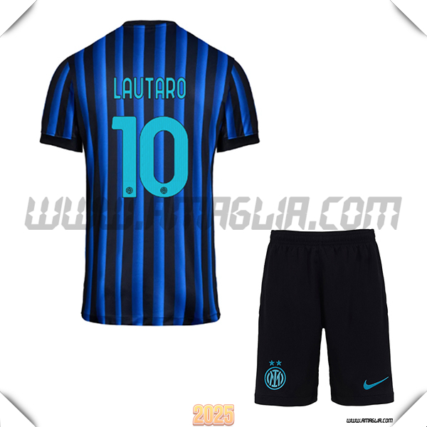 Kit Maglia da Inter Milan Bambino Prima LAUTARO #10 Blu/Nero 2025 2026
