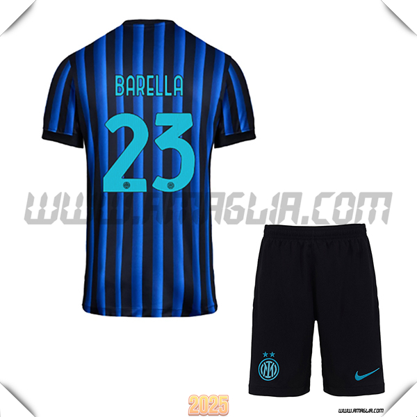 Kit Maglia da Inter Milan Bambino Prima BARELLA #23 Blu/Nero 2025 2026