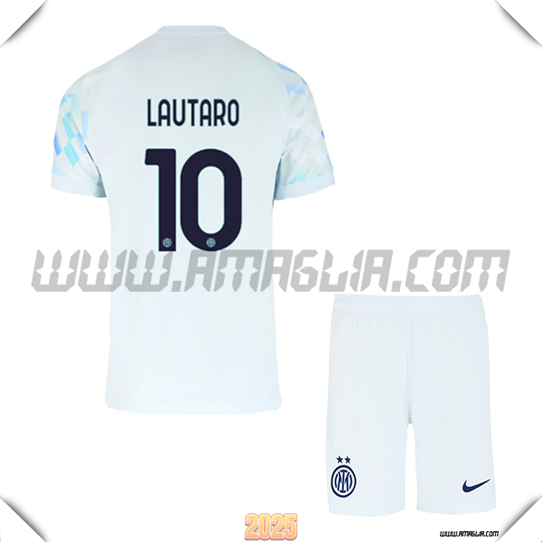 Kit Maglia da Inter Milan Bambino Seconda LAUTARO #10 Blu Chiaro 2025 2026