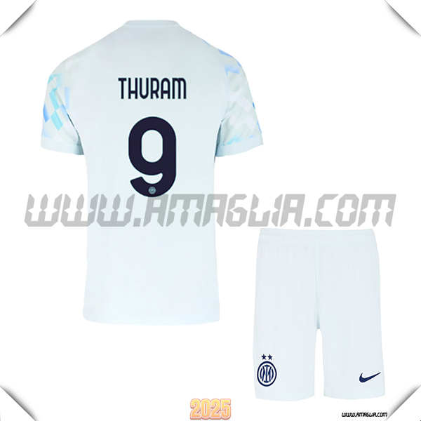 Kit Maglia da Inter Milan Bambino Seconda THURAM #9 Blu Chiaro 2025 2026