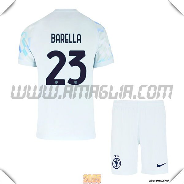Kit Maglia da Inter Milan Bambino Seconda BARELLA #23 Blu Chiaro 2025 2026