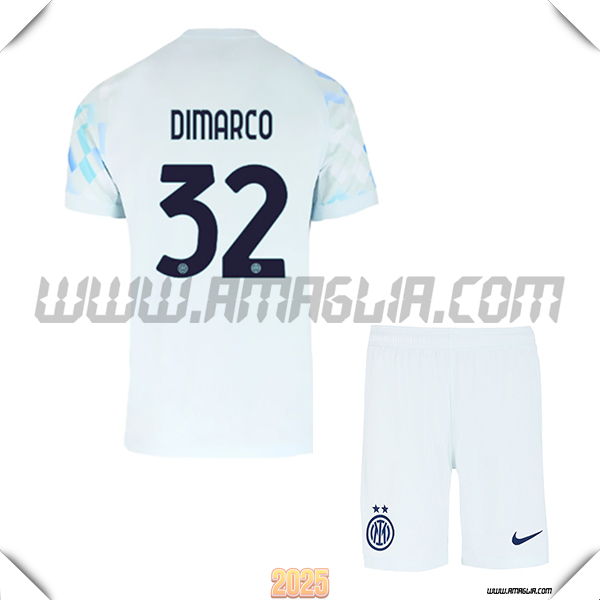 Kit Maglia da Inter Milan Bambino Seconda DIMARCO #32 Blu Chiaro 2025 2026