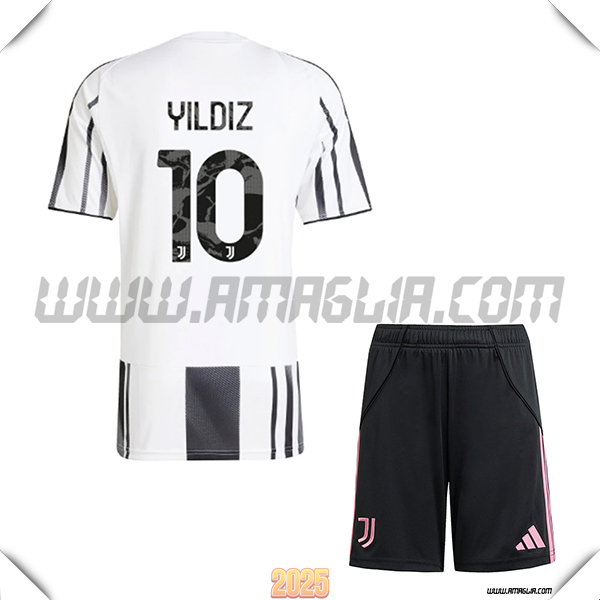 Kit Maglia da Juventus Bambino Prima YILDIZ #10 Bianco/Nero 2025 2026