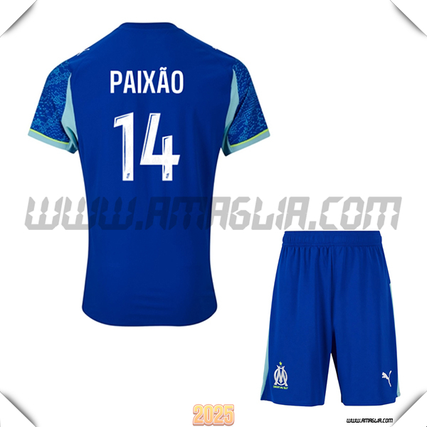 Kit Maglia da Marsiglia OM Bambino Terzo PAIXÃO #14 Blu 2025 2026