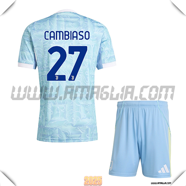 Kit Maglia da Juventus Bambino Seconda CAMBIASO #27 Blu 2025 2026