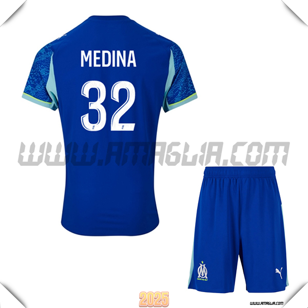 Kit Maglia da Marsiglia OM Bambino Terzo MEDINA #32 Blu 2025 2026