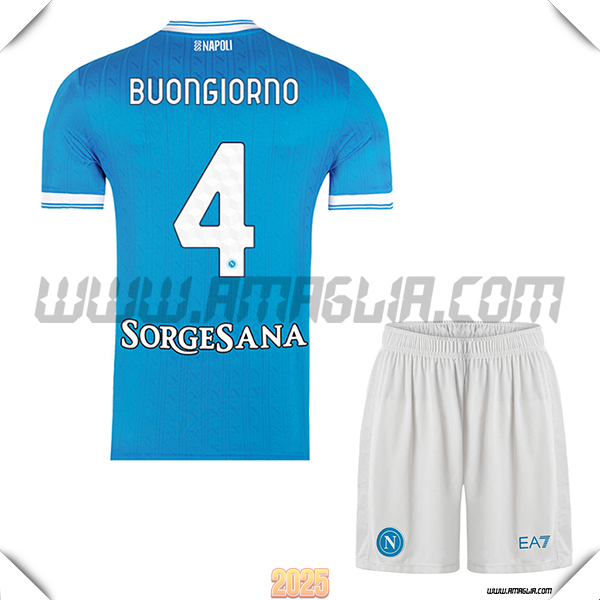 Kit Maglia da SSC Napoli Bambino Prima BUONGIORNO #4 Blu 2025 2026