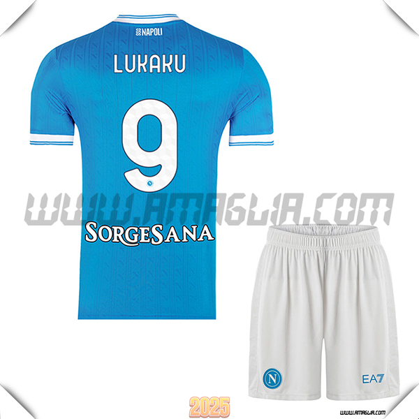 Kit Maglia da SSC Napoli Bambino Prima LUKAKU #9 Blu 2025 2026