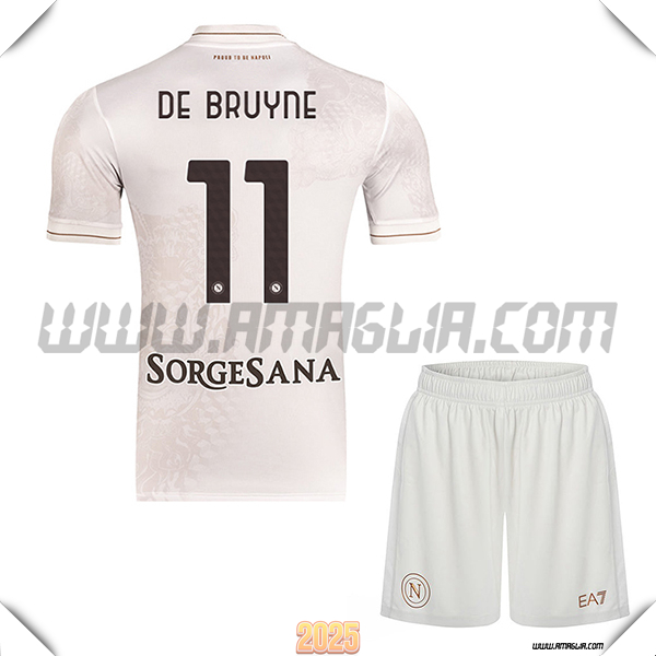 Kit Maglia da SSC Napoli Bambino Seconda DE BRUYNE #11 Bianco 2025 2026