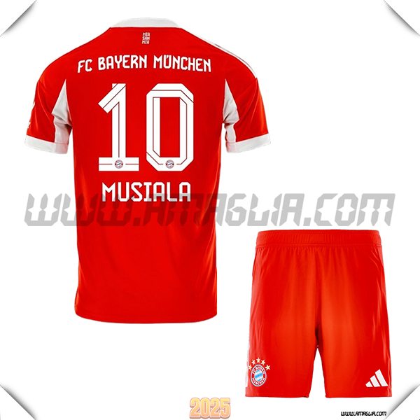 Kit Maglia da Bayern Monaco Bambino Prima MUSIALA #10 Rosso 2025 2026