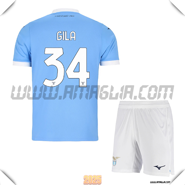 Kit Maglia da SS Lazio Bambino Prima GILA #34 Blu Cielo 2025 2026