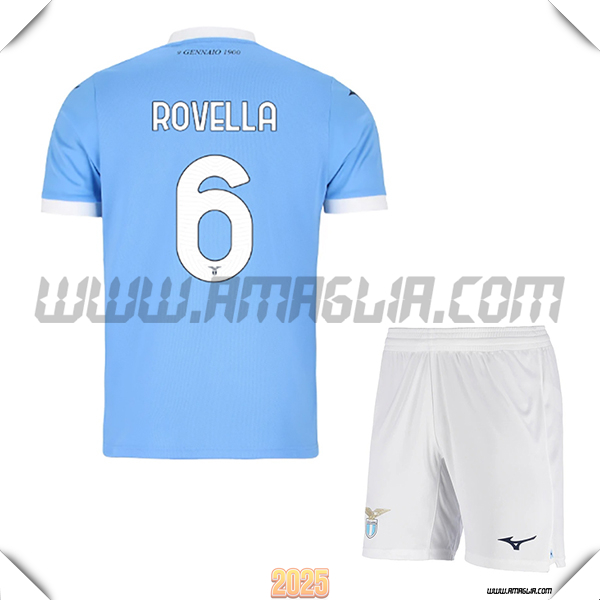 Kit Maglia da SS Lazio Bambino Prima ROVELLA #6 Blu Cielo 2025 2026