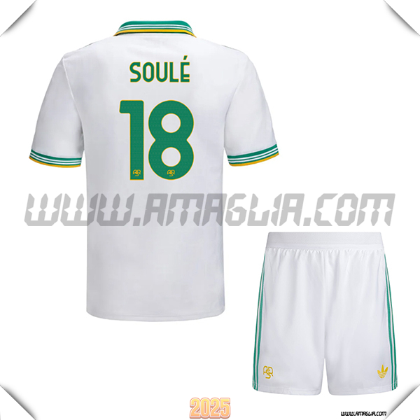 Kit Maglia da AS Roma Bambino Terzo SOULÉ #18 Bianco/Verde 2025 2026