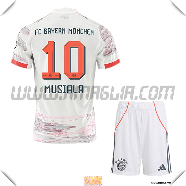 Kit Maglia da Bayern Monaco Bambino Seconda MUSIALA #10 Bianco 2025 2026