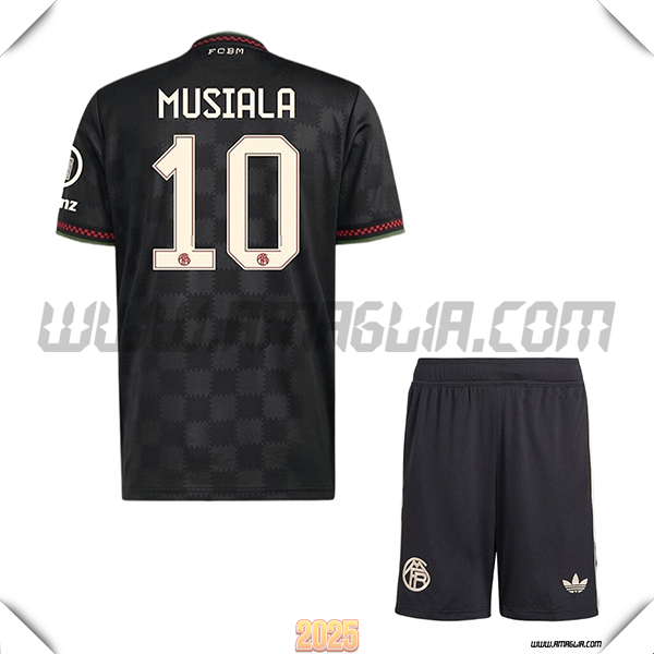 Kit Maglia da Bayern Monaco Bambino Champions League MUSIALA #10 Nero 2025 2026