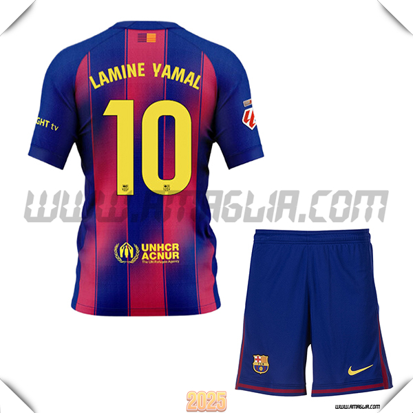 Kit Maglia da FC Barcellona Bambino Prima LAMINE YAMAL #10 Rosso/Blu 2025 2026
