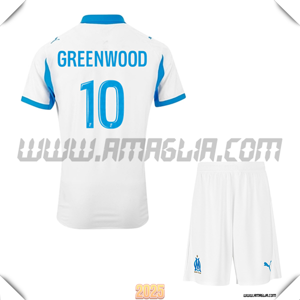 Kit Maglia da Marsiglia OM Bambino Prima GREENWOOD #10 Bianco 2025 2026