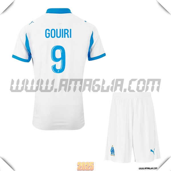 Kit Maglia da Marsiglia OM Bambino Prima GOUIRI #9 Bianco 2025 2026