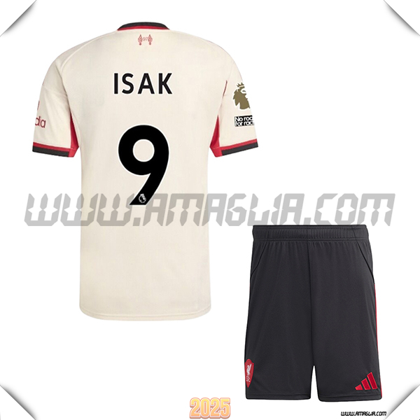 Kit Maglia da FC Liverpool Bambino Seconda ISAK #9 Beige 2025 2026