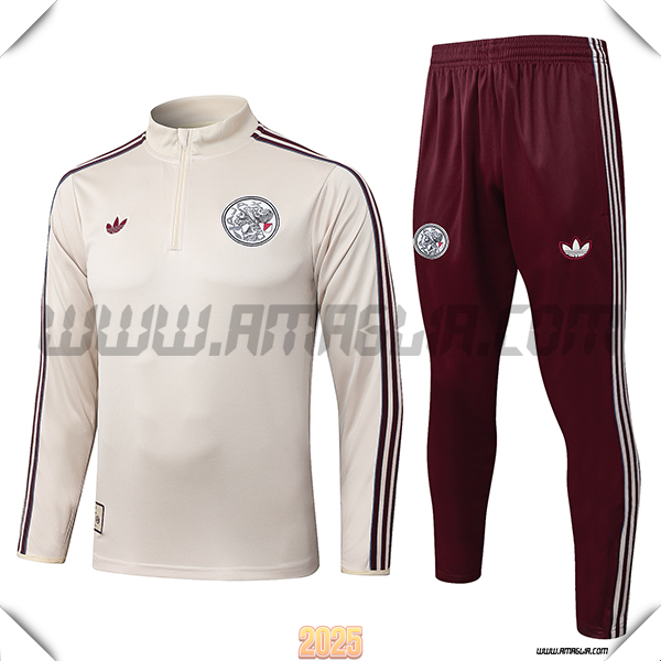 Tuta Calcio Ajax Beige/Rosso 2025 2026