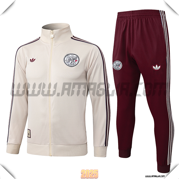Tuta Calcio Giacca Ajax Beige/Rosso 2025 2026