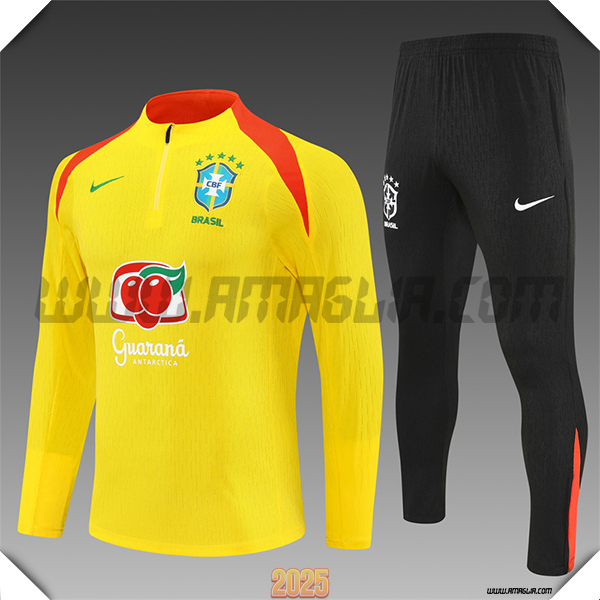 Tuta Calcio Brasile Bambino Giallo/Arancia 2025 2026