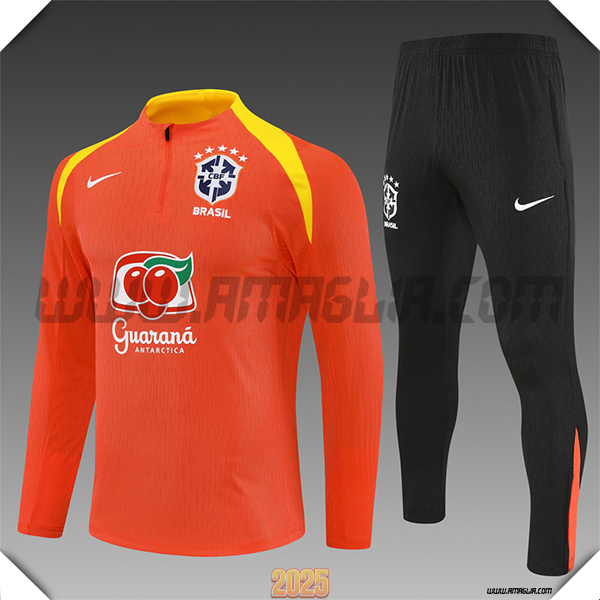Tuta Calcio Brasile Bambino Arancia/Giallo 2025 2026
