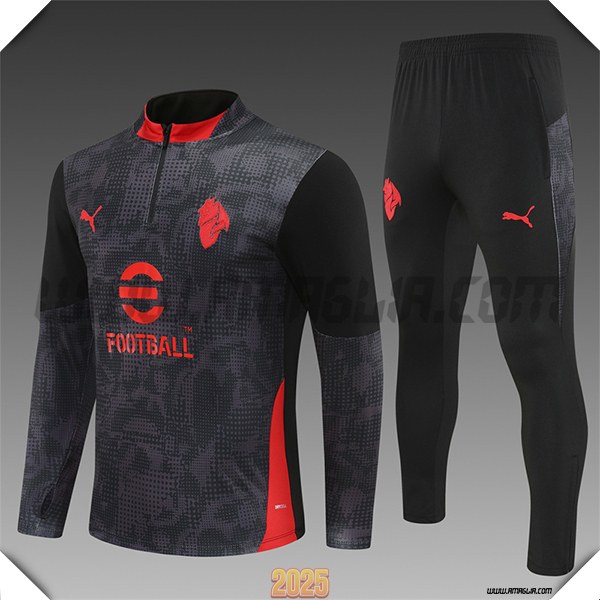 Tuta Calcio AC Milan Bambino Grigio/Nero/Rosso 2025 2026