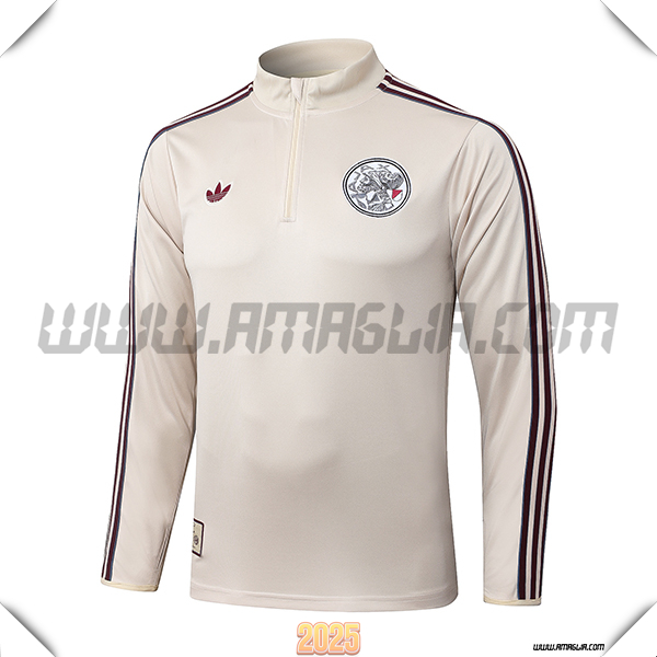 Felpa Allenamento Ajax Beige/Rosso 2025 2026