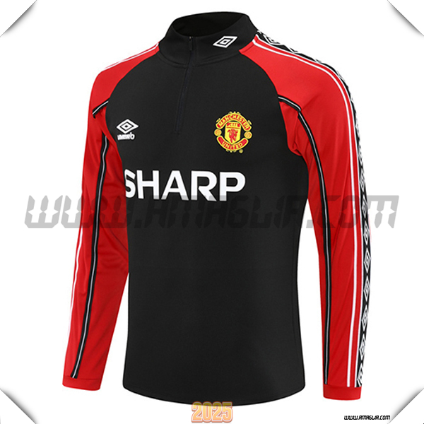 Felpa Allenamento Manchester United Nero/Rosso 2025 2026 -02