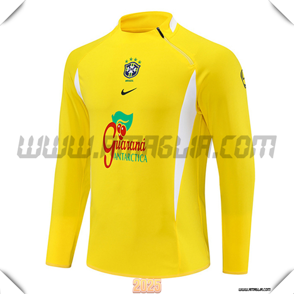 Felpa Allenamento Brasile Giallo/Bianco 2025 2026