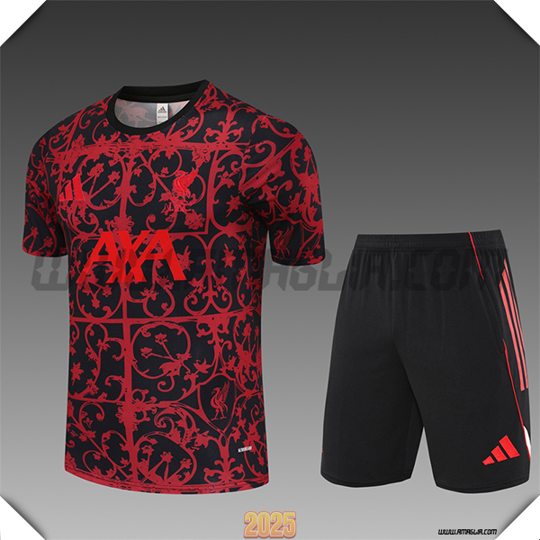 Kit Maglia Allenamento FC Liverpool Bambino Rosso/Nero 2025 2026