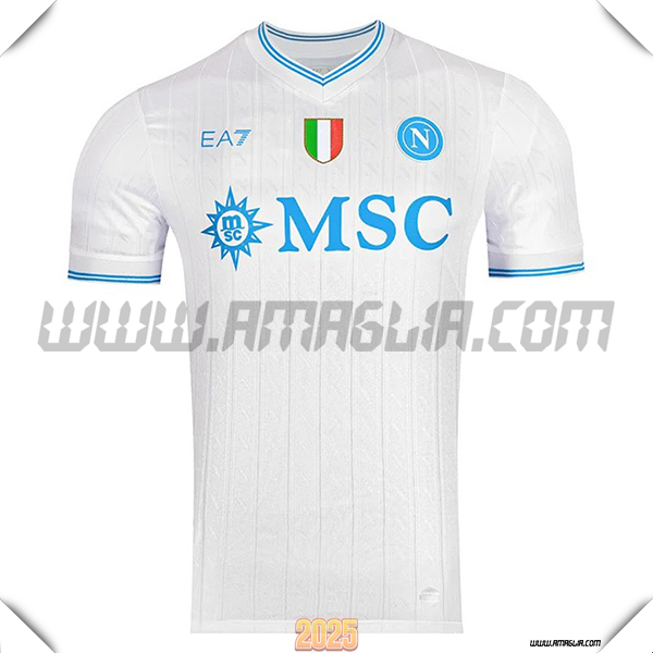 Maglia Calcio SSC Napoli Champions League Edition Bianco 2025 2026