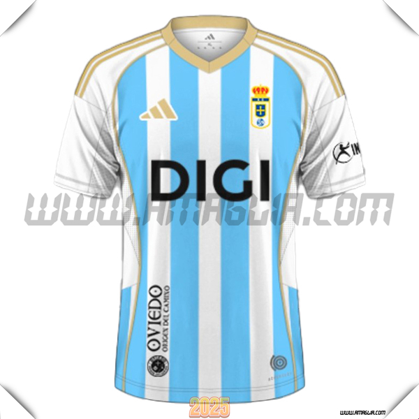 Nuovo Maglia da Real Oviedo Terzo Bianco/Blu 2025 2026