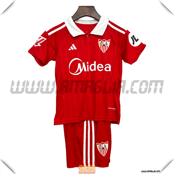 Nuovo Maglia da Sevilla FC Bambino Seconda Rosso/Bianco 2025 2026