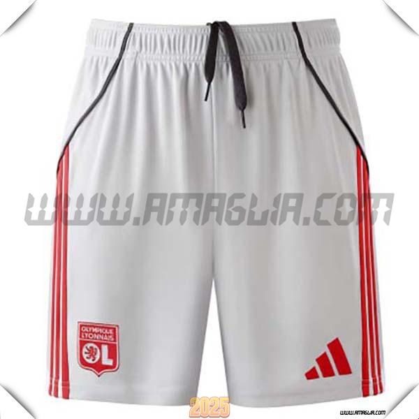 Terzo Pantaloncini Calcio Lyon OL 2025 2026 Bianco