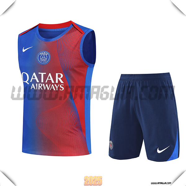 Kit Canotta Allenamento PSG Blu/Rosso 2025 2026