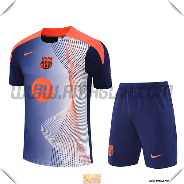 Kit Maglia Allenamento FC Barcellona Blu/Arancia 2025 2026