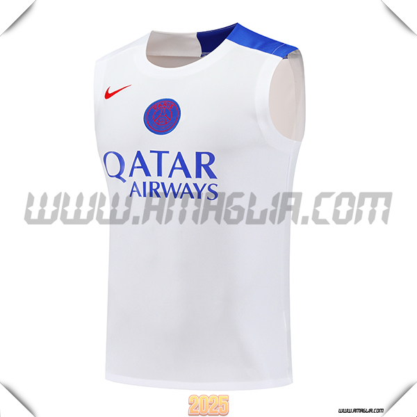 Canotta Allenamento PSG Bianco/Blu 2025 2026