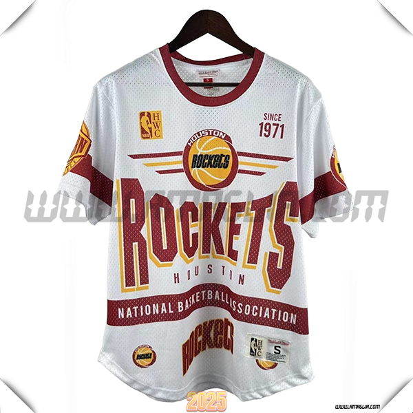 Maglia Houston Rockets Retro 2025/26 Bianco/Rosso/Giallo
