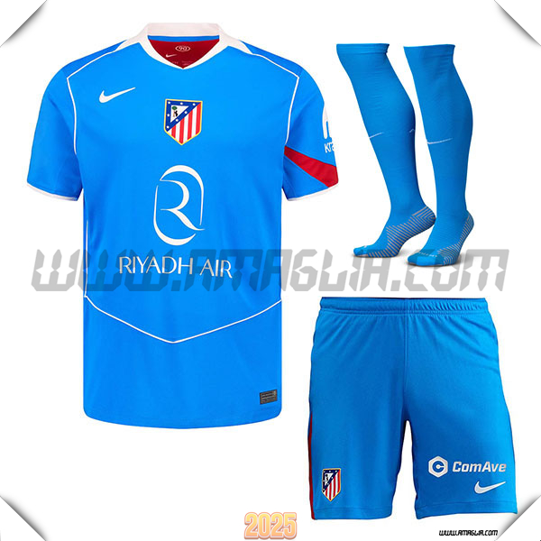 Maglia da Atletico Madrid Terzo (Pantaloncini + Calzini) Blu 2025 2026