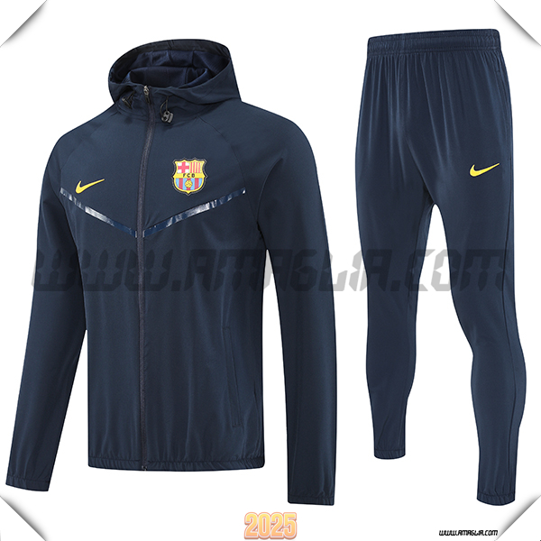 Giacca Con Cappuccio Tuta Giacca A Vento FC Barcellona Nero 2025 2026