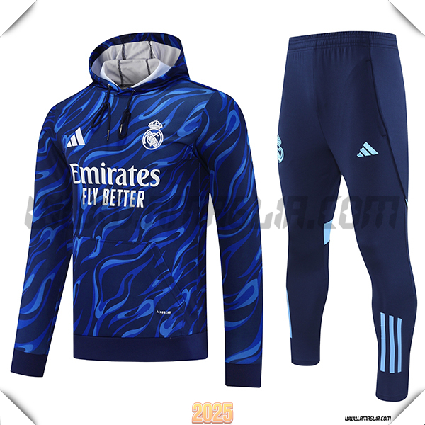 Insieme Giacca Con Cappuccio Tuta Real Madrid Blu Scuro 2025 2026