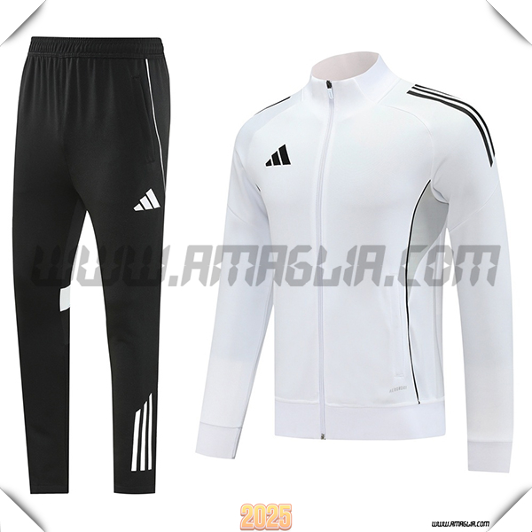 Tuta Calcio Giacca Adidas Bianco/Grigio/Nero 2025 2026